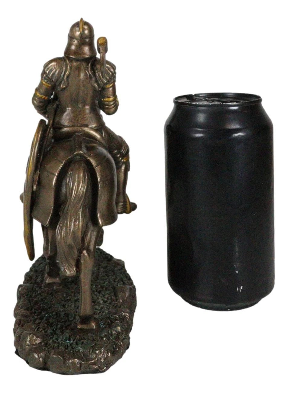 Medieval Suit Of Armor Knight With Large Shield And Axe On Horse Figurine-8