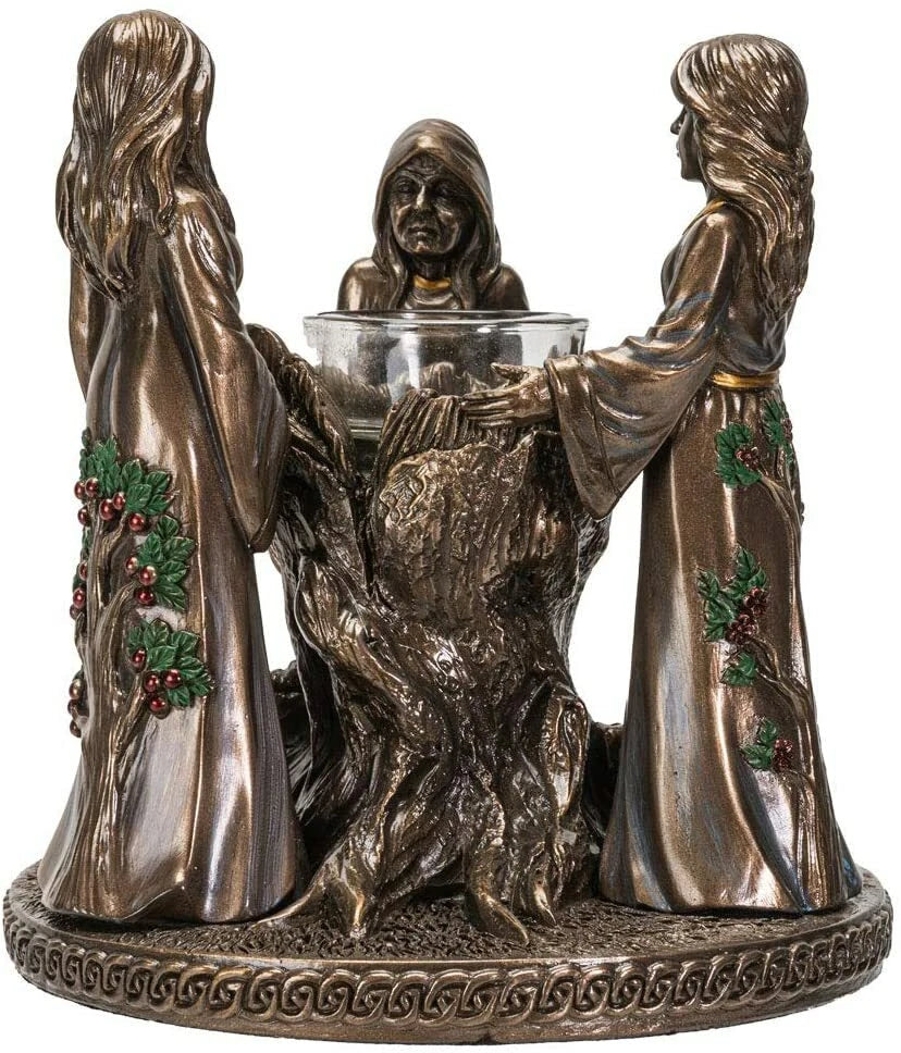Triple Goddess Candle Holder, Mother Maiden Crone Figurine Home Decor for Living Room, Bedroom, Meditation Space, Witchcraft, Pagan, or Spiritual Display-6