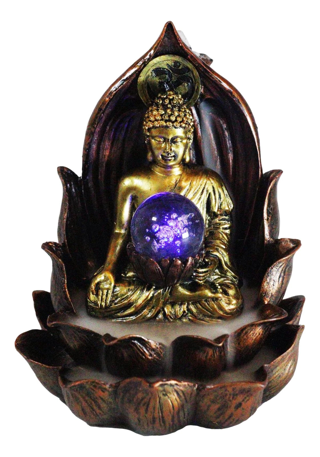 Meditating Buddha Amitabha Backflow Incense Burner W/ LED Globe Light-11