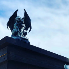 Gargoyle Statue, 12.5" Large Crouching Winged Cathedral Guardian Sculpture, Gothic Home Decor for Garden, Patio, Mantle, or Fantasy Display-2
