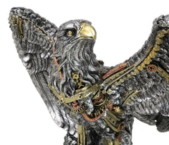 Large Geared Clockwork Steampunk Nano Cyborg Eagle with Open Wings Figurine-9
