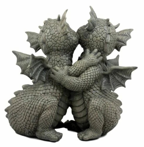 Fiery Romance Hatchling Dragon Lovers Garden Statue Faux Stone Resin Finish 10"H-6