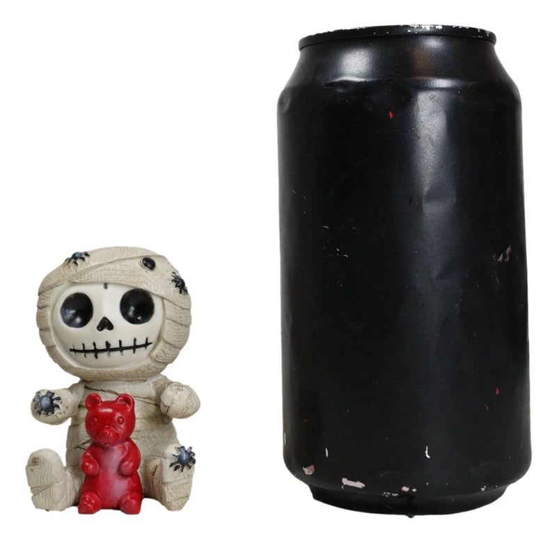 Furrybones Mummy Sarcophagus with Red Teddy Bear & Spiders Figurine 2.75"H-9