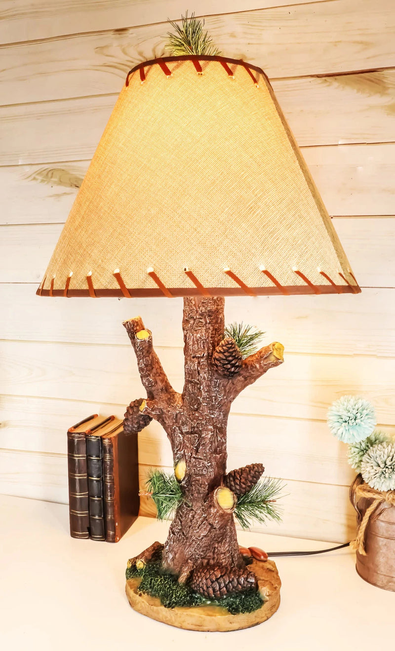 Large 26.75"H Vintage Rustic Mountain Pinecone Pine Tree Needles Bark Table Lamp-9