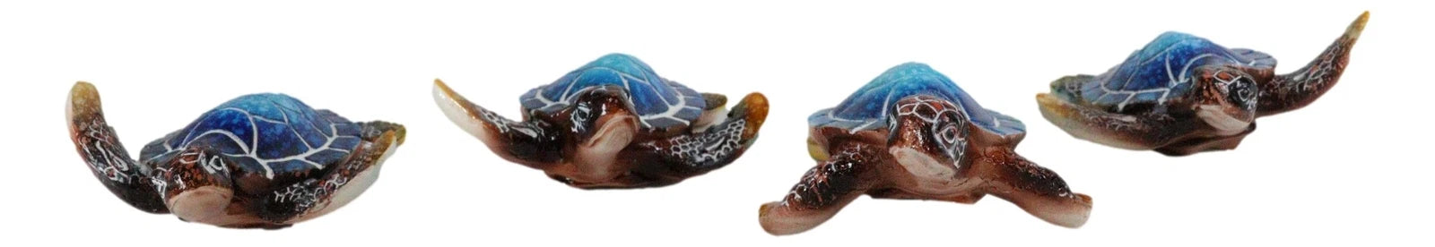 Blue Coastal Ocean Marine Giant Sea Turtle Miniature Figurines Pack Of 4-8