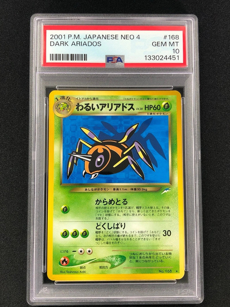 Pokemon 2001 Dark Ariados No. 168 Neo 4 Japanese PSA 10-1