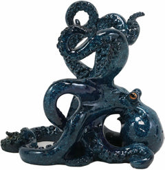Nautical Deep Sea Blue Octopus Wine Holder 8"L Cephalopod Giant Kraken Figurine-9