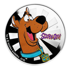 Moneda de prueba coloreada de Scooby-Doo de plata .999 de Tuvalu, 2018, 1 oz, con caja-2
