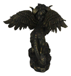Faux Bronze Greek Guardian Winged Lion Chimera Gargoyle With Goat Horns Figurine-10