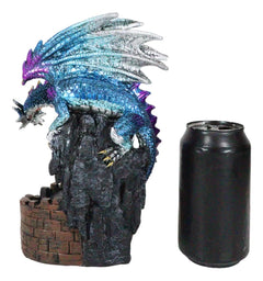 Metallic Blue Dragon On Spiral Steps Castle Tower Backflow Incense Cone Burner-10