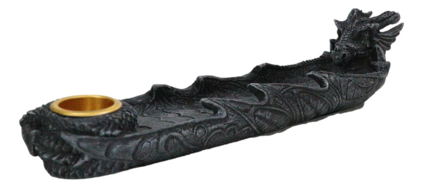 Gothic Gargoyle Dragon Head And Body Incense Burner and Taper Candle Holder-6