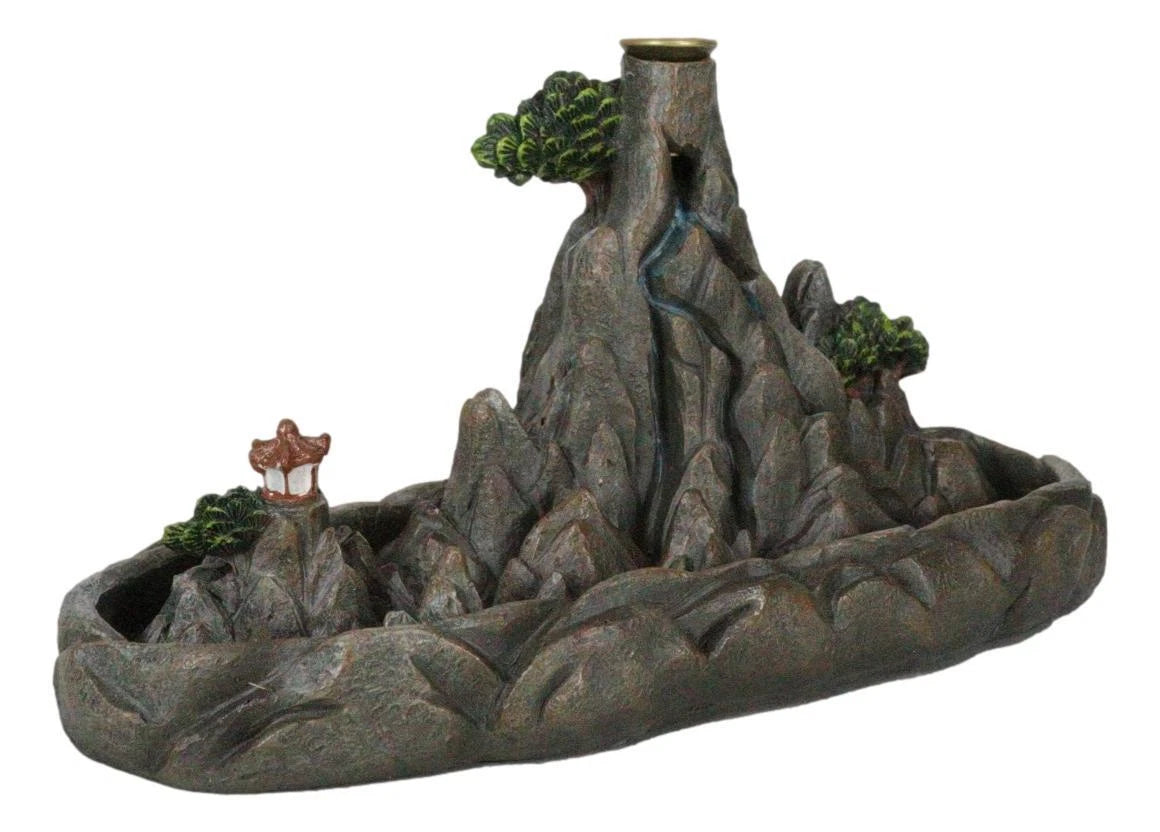 Feng Shui Zen Mountain Range Buddhist Pagoda Temple Backflow Cone Incense Holder-9