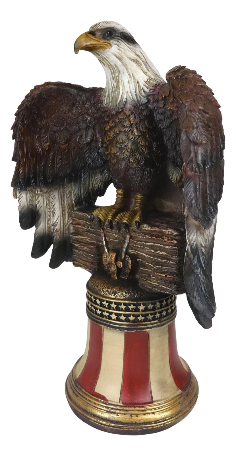 Independence Day American Glorious Bald Eagle Perching On Liberty Bell Figurine-8