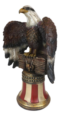 Independence Day American Glorious Bald Eagle Perching On Liberty Bell Figurine-8