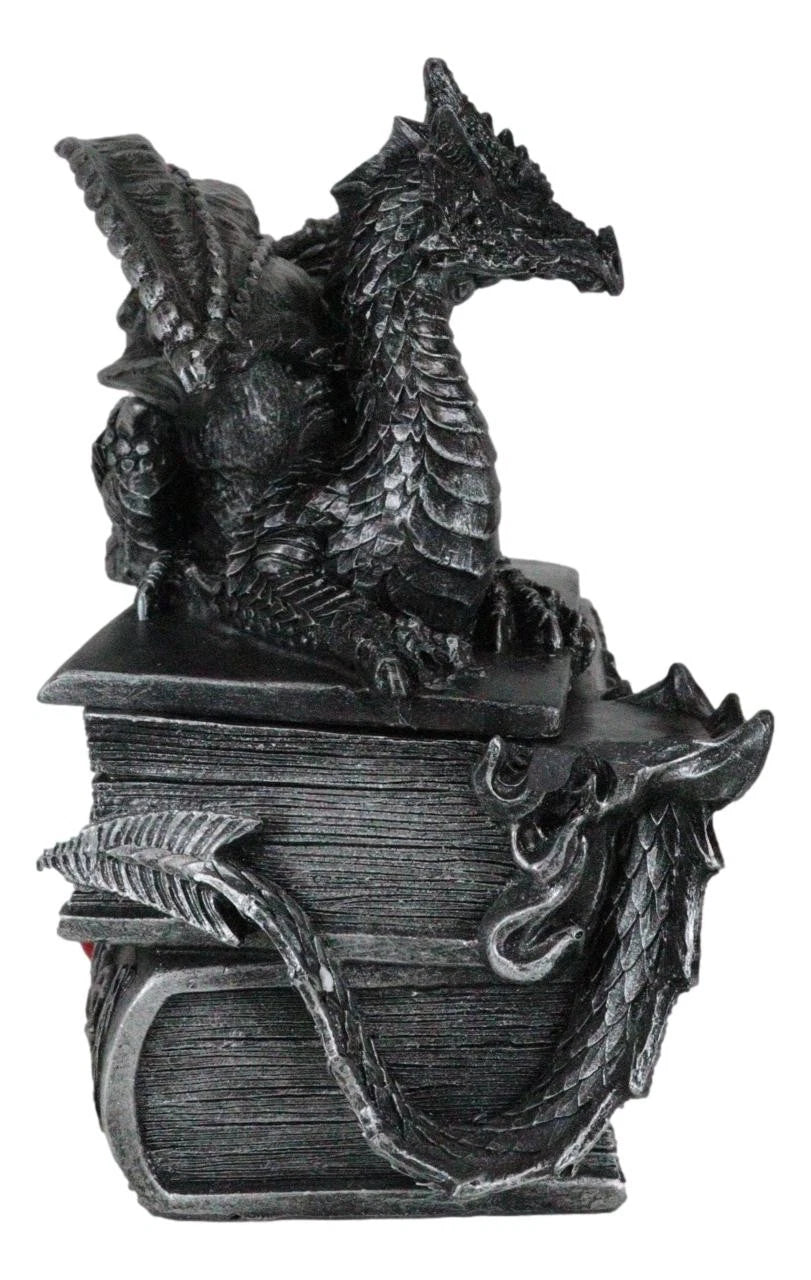 Medieval Fantasy Dragon Guardian of Knowledge Secret Trinket Box Figurine 8.25"H-10