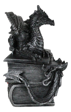 Medieval Fantasy Dragon Guardian of Knowledge Secret Trinket Box Figurine 8.25"H-10