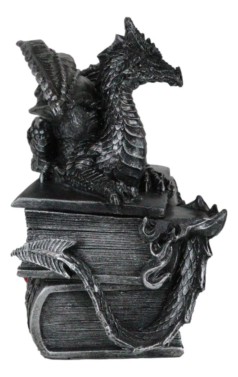 Medieval Fantasy Dragon Guardian of Knowledge Secret Trinket Box Figurine 8.25"H-10