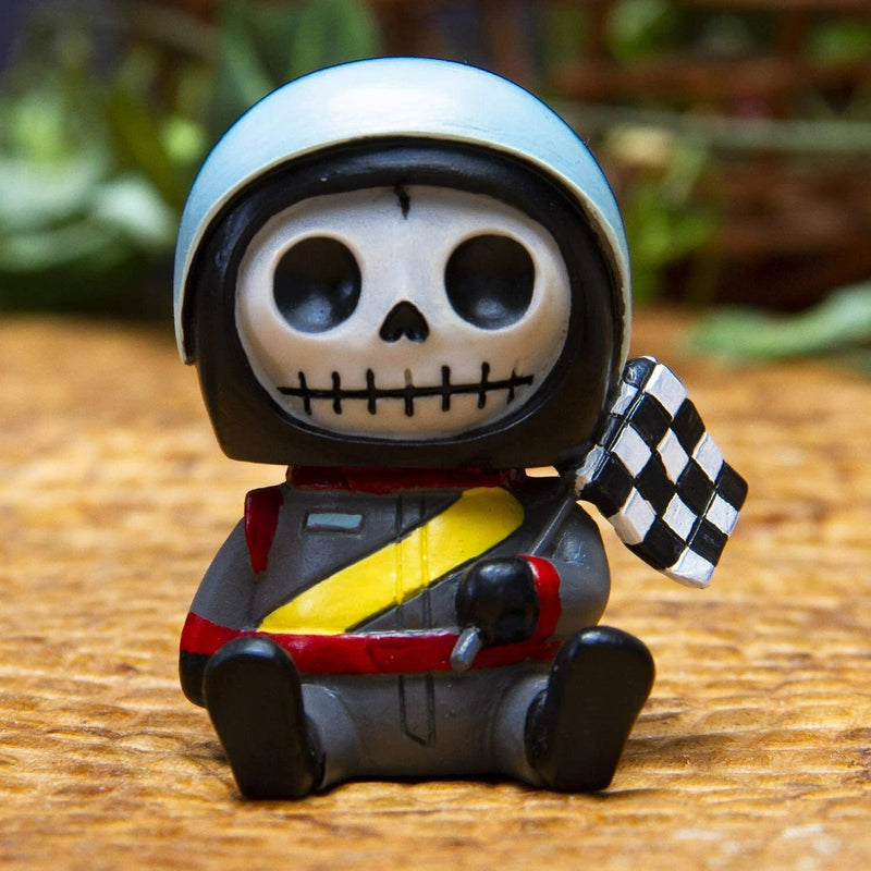 Furrybones Speed Racer With Helmet And Flag Skeleton Figurine Furry Bones Statue-2