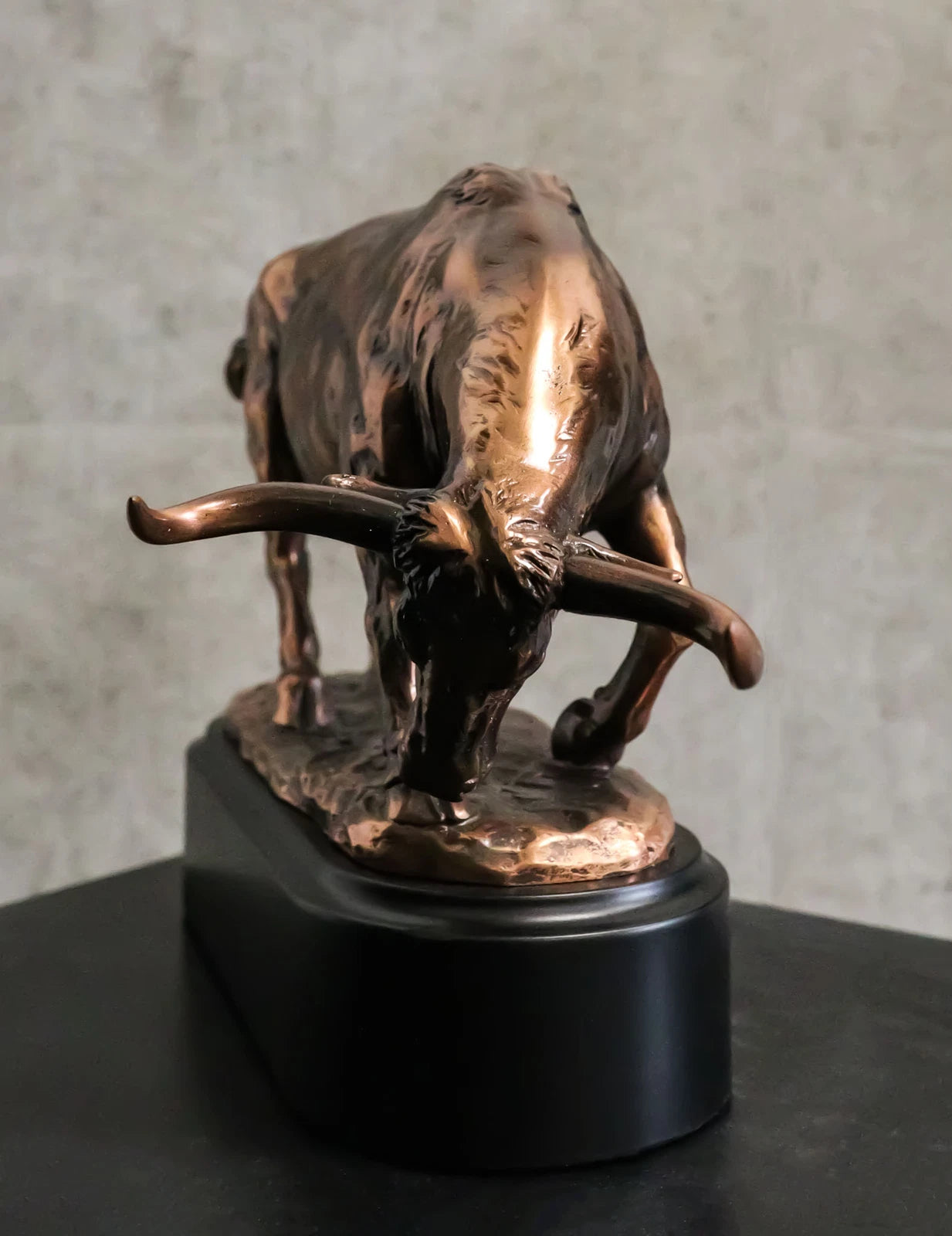 Wall Street Charging Bull Bronze Electroplated Resin Statue With Pedestal Base-9