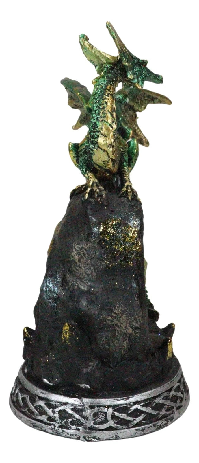 Green Dragon with LED Light On Crystal Mountain 7.5 Inches Tall Collection-9