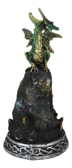 Green Dragon with LED Light On Crystal Mountain 7.5 Inches Tall Collection-9