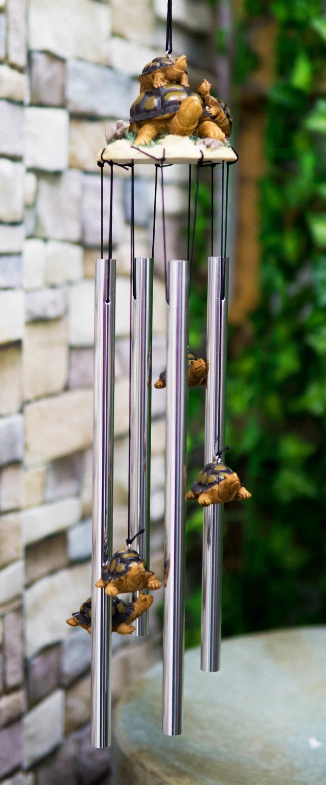 Reptile Brown Giant Tortoise Mother Piggybacking Hatchling Wind Chime