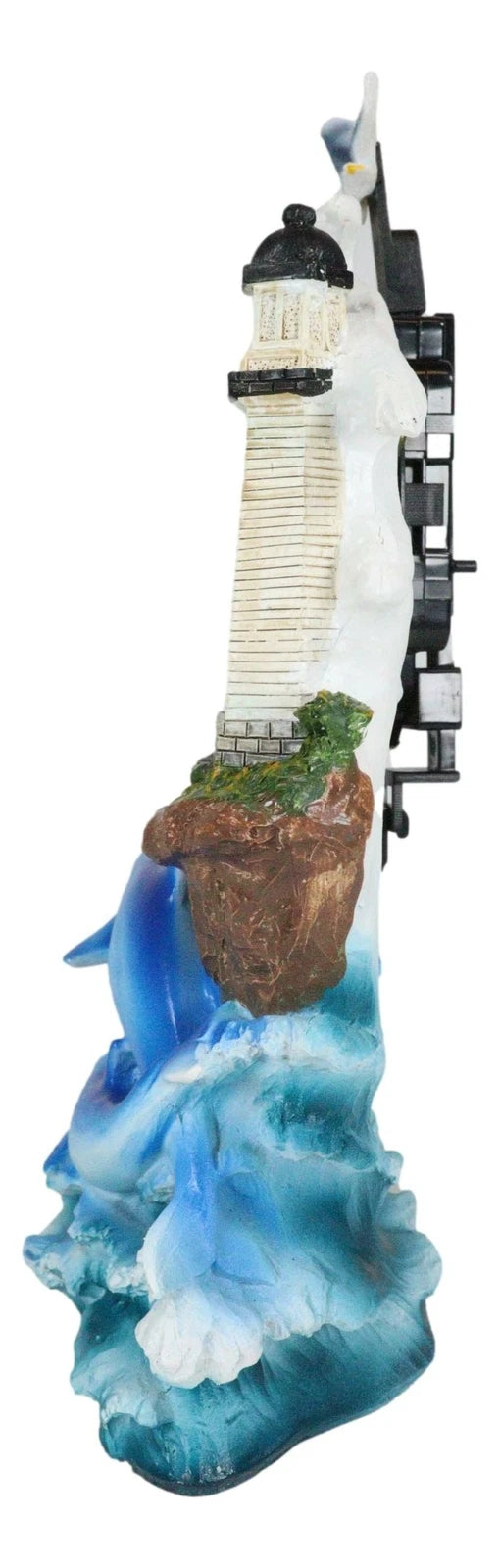 Nautical Marine Bottlenose Dolphins Family In Waves By Lighthouse Table Clock-8