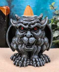 Crouching Gothic Horned Devil Chimera Gargoyle Backflow Incense Cone Burner-9