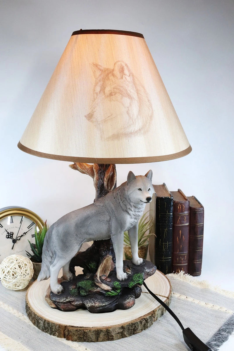 Alpha Gray Wolf Twilight Lone Hunter Wildlife 20"H Desktop Table Lamp Decor-12