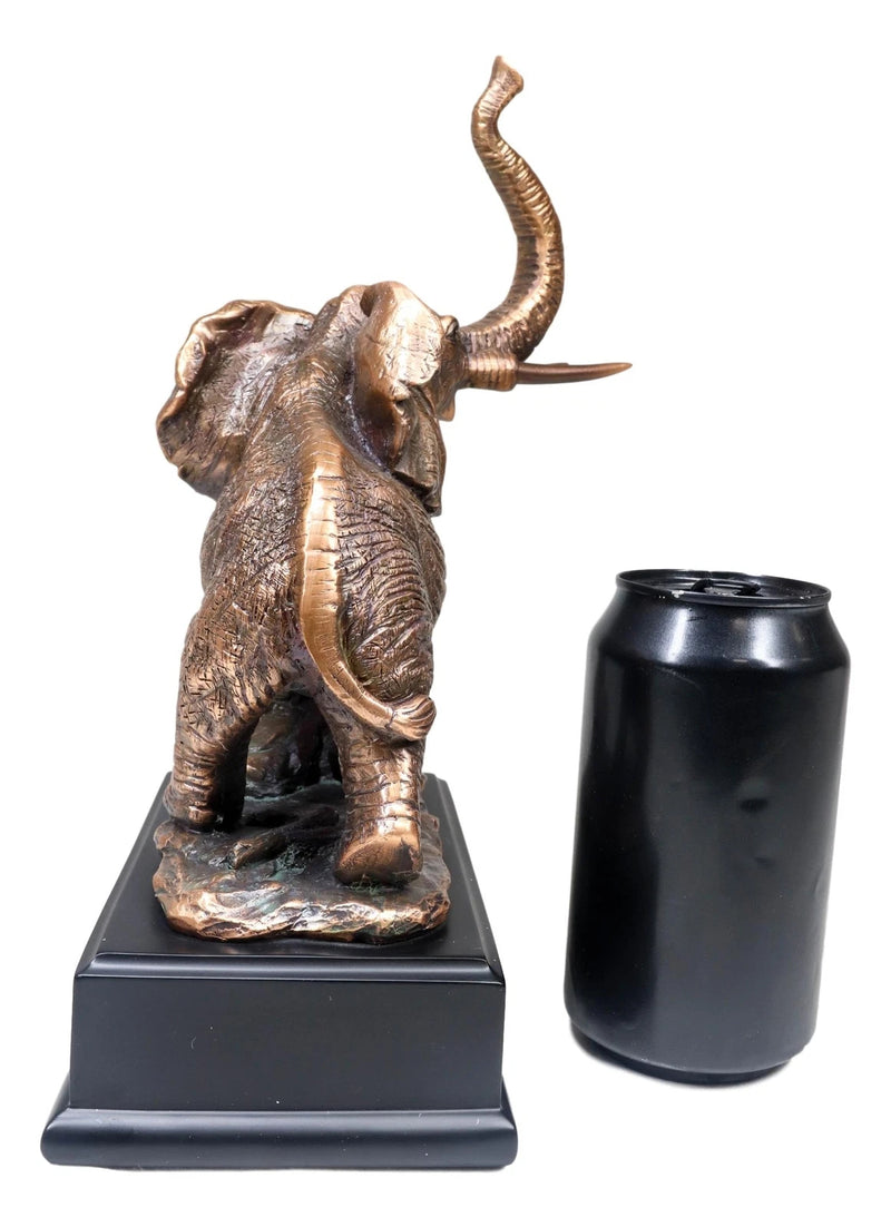 Safari Elephant Trumpeting Bronze Electroplated Figurine With Base 10.75"H-9