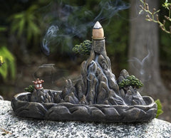 Feng Shui Zen Mountain Range Buddhist Pagoda Temple Backflow Cone Incense Holder-10
