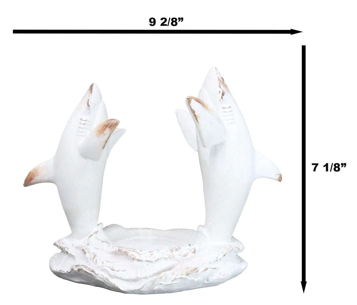 Antique White Ocean Marine Great White Sharks Rising Above Water Wine Holder-10