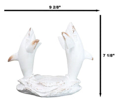 Antique White Ocean Marine Great White Sharks Rising Above Water Wine Holder-10