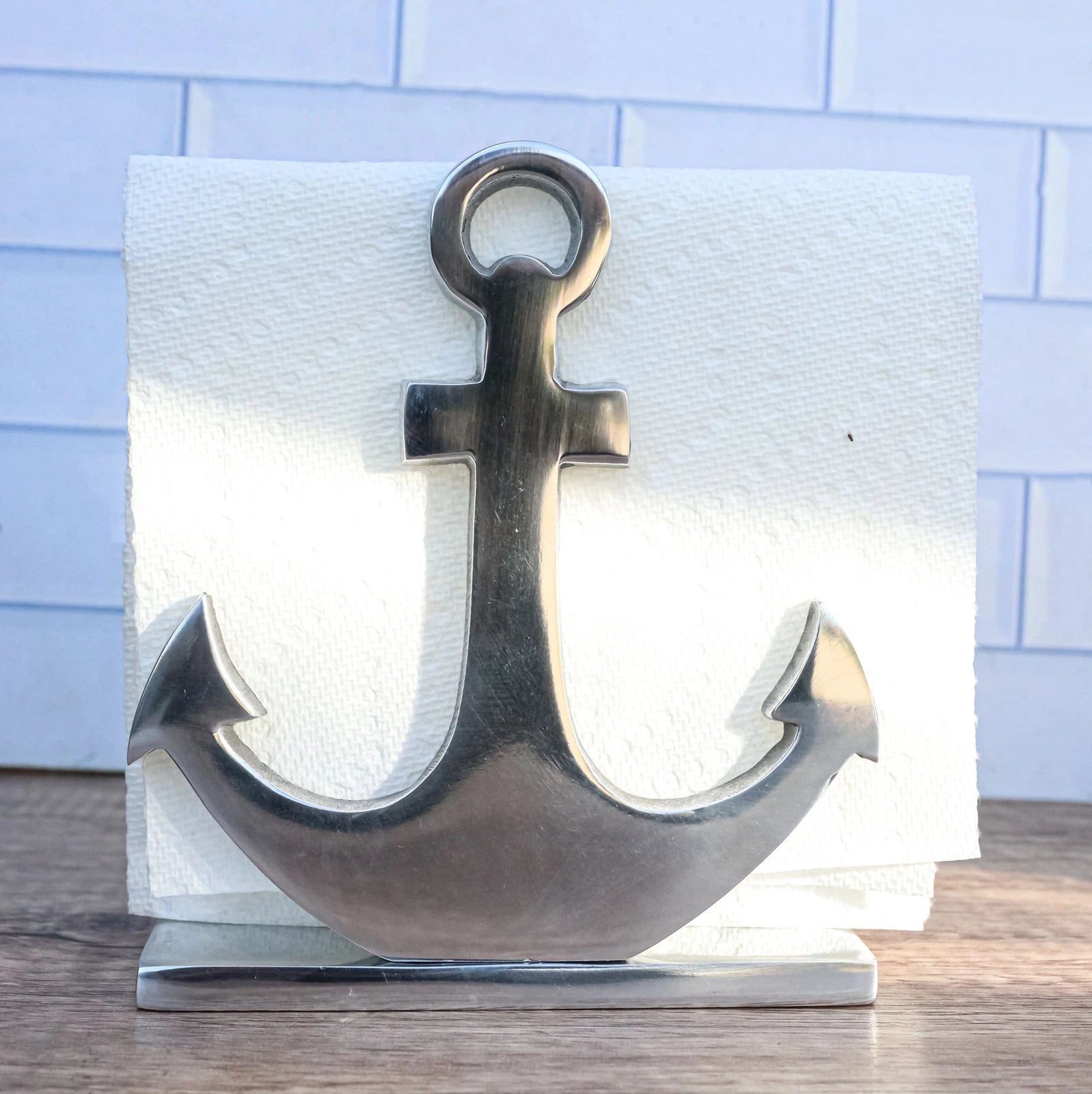 Aluminum Sailor Marine Sea Ship Anchor Decorative Paper Napkin Holder Sculpture-10