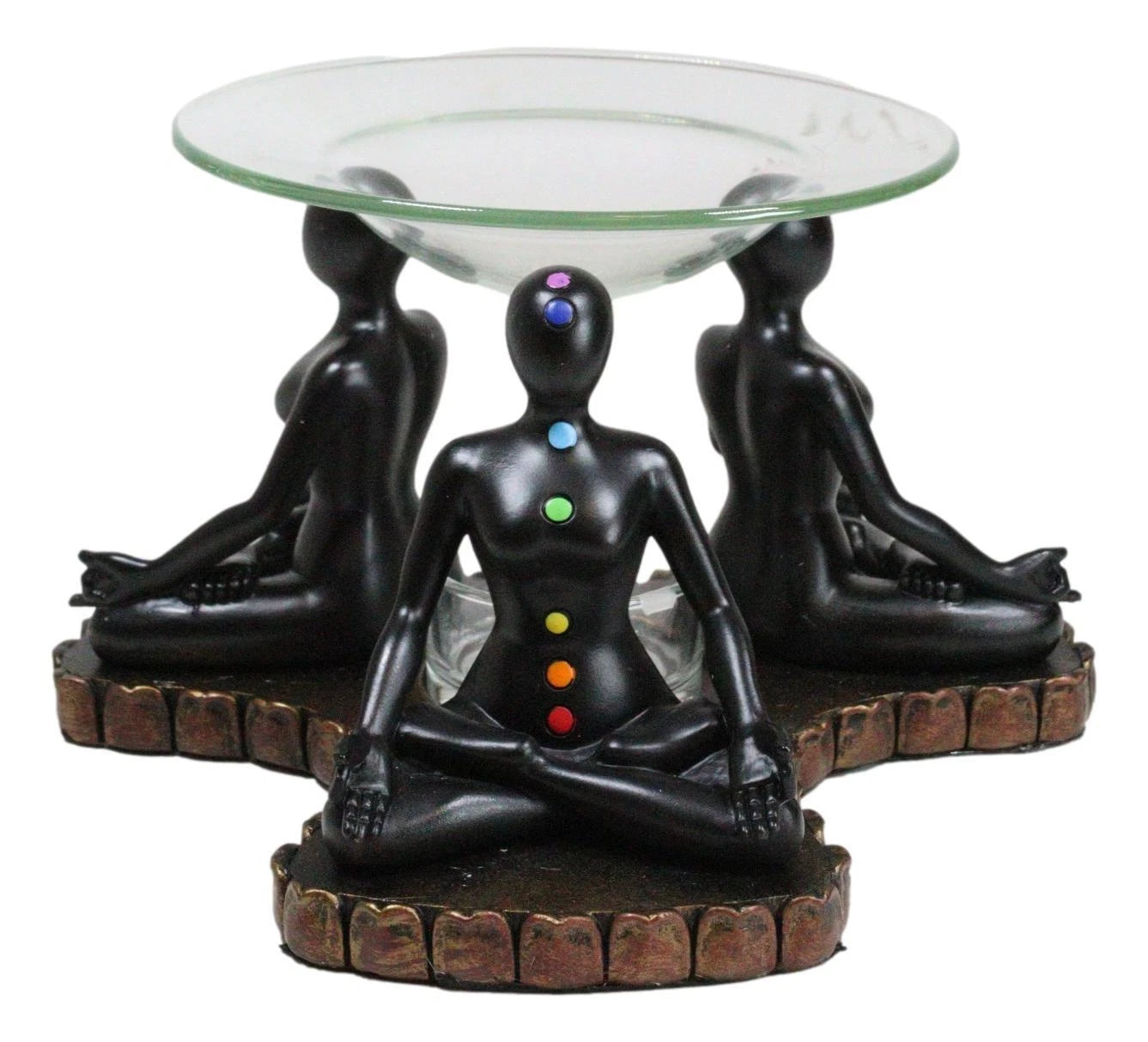 Chakra Zones Black Yoga Avatars Meditating On Lotus Candle Heat Oil Burner Decor-10