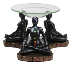 Chakra Zones Black Yoga Avatars Meditating On Lotus Candle Heat Oil Burner Decor-10