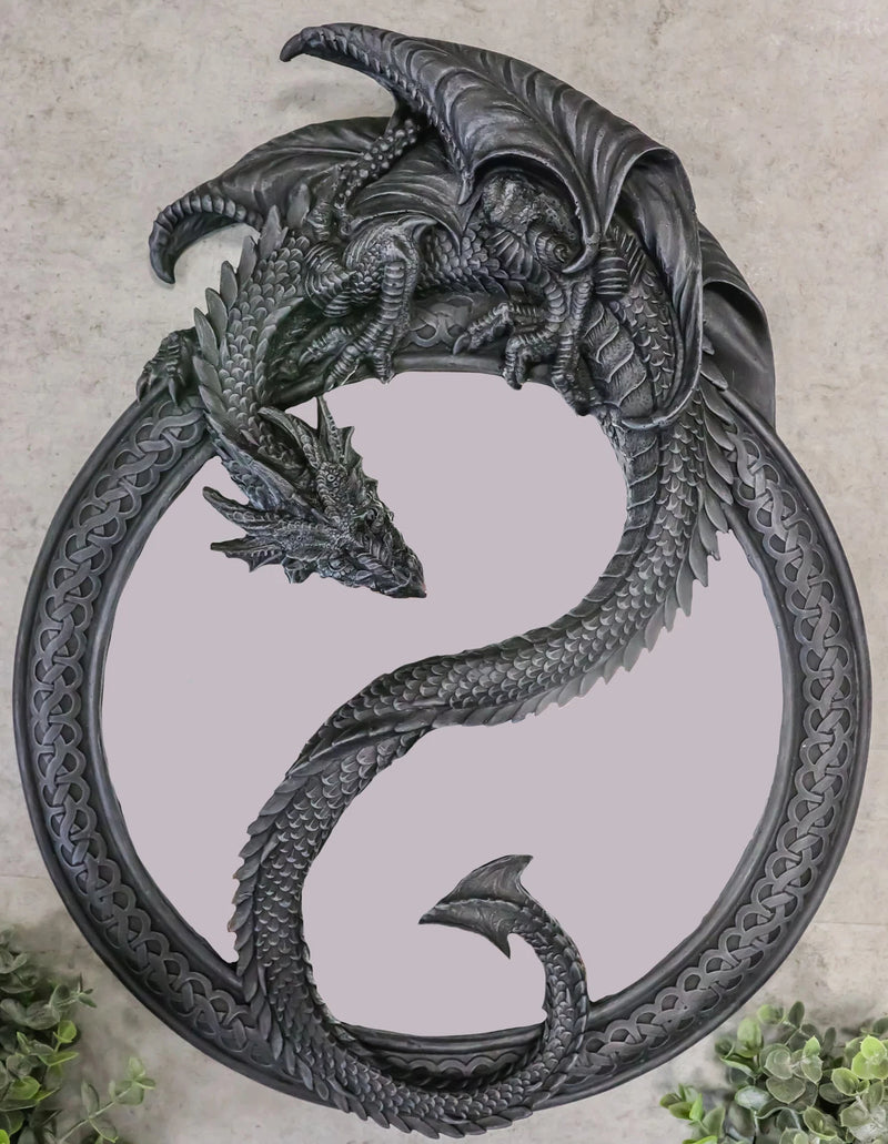 Feng Shui Yin Yang Harmony Celestial Dragon Wall Hanging Mirror Plaque Decor-1