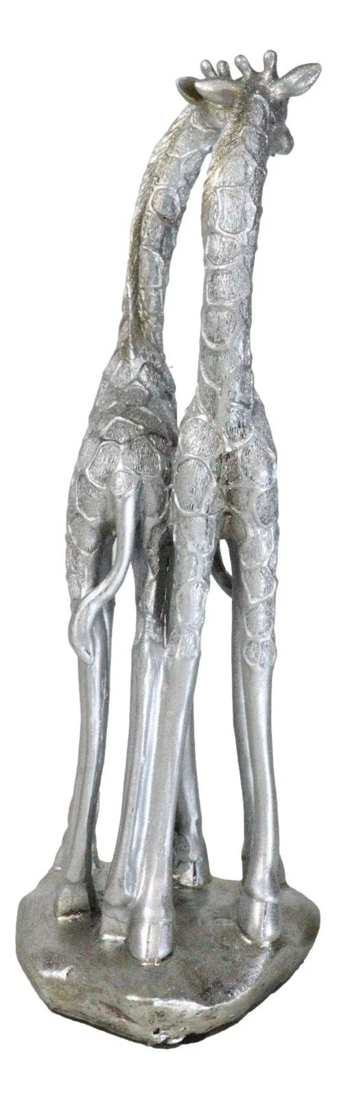 Estatua grande de jirafa plateada con forma de corazón, pareja de enamorados, 31,7 cm de alto, estilo safari de la sabana.-10