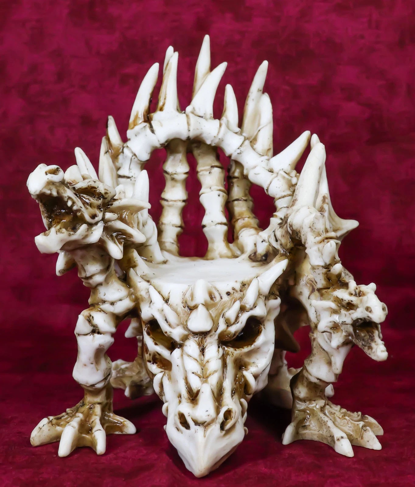 Legendary Arthurian Merlin Dragon Skulls Bones Skeletons Throne Chair Figurine-10