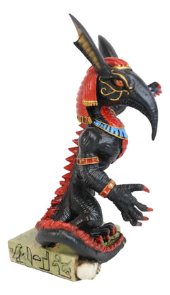 Egyptian God Of War Chaos Desert Seth On Hieroglyphic Base With Skulls Statue-9