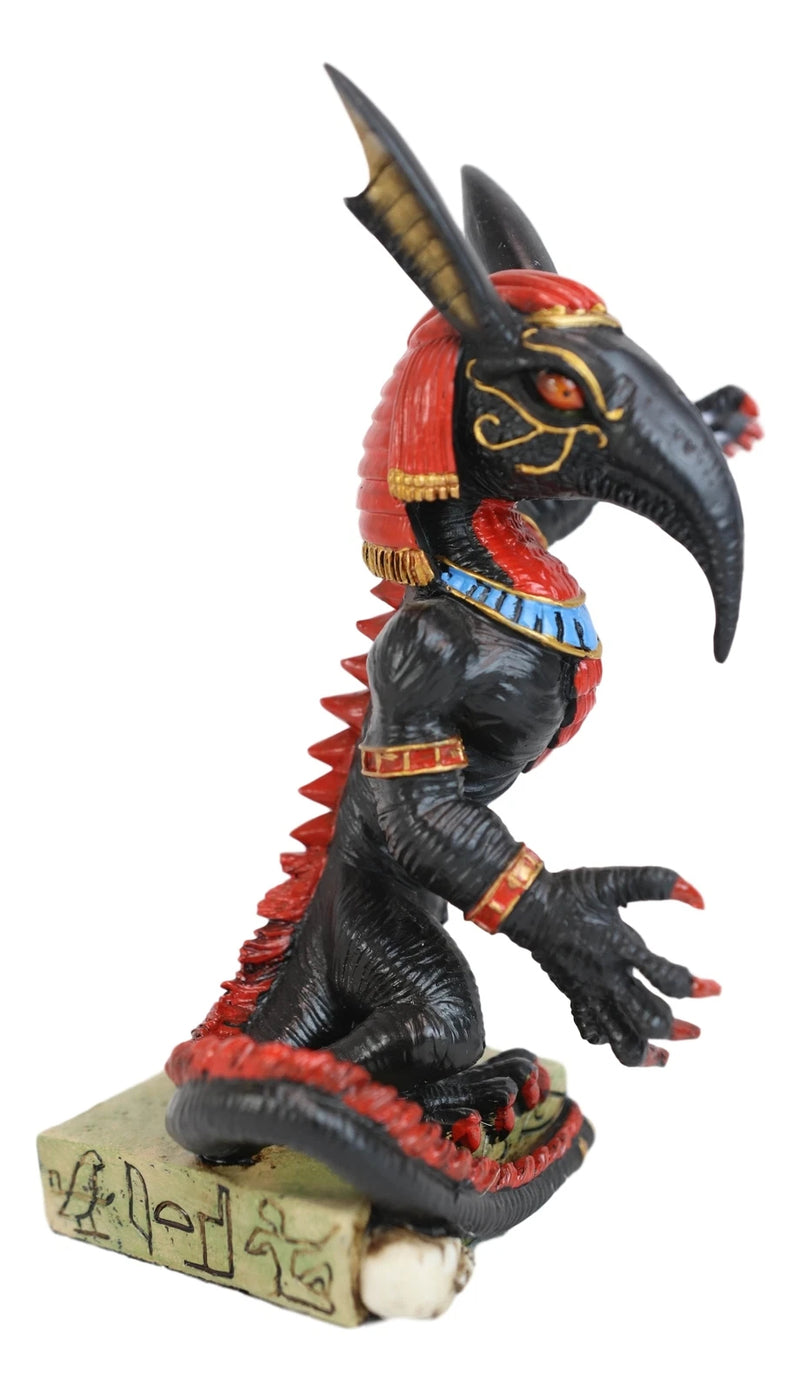 Egyptian God Of War Chaos Desert Seth On Hieroglyphic Base With Skulls Statue-9