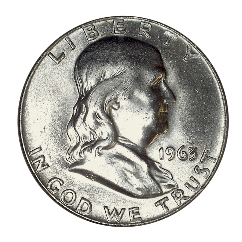 Moneda de medio dólar Franklin de plata al 90 % brillante sin circular, fecha aleatoria-2