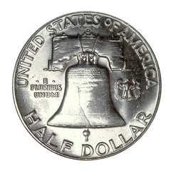 Moneda de medio dólar Franklin de plata al 90 % brillante sin circular, fecha aleatoria-3