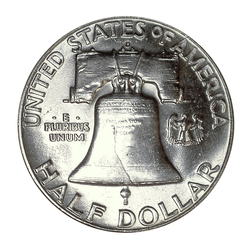 Moneda de medio dólar Franklin de plata al 90 % brillante sin circular, fecha aleatoria-3