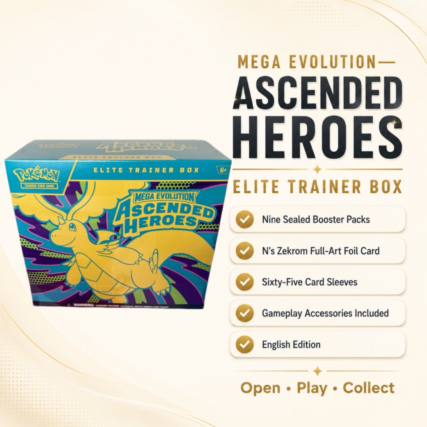 Pokémon TCG Mega Evolution Ascended Heroes ME2.5 Elite Trainer Box 9 Booster Packs N's Zekrom Foil Card English Edition Factory Sealed Gift-2
