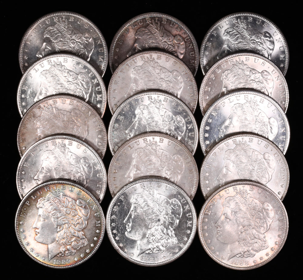 Dólares de plata Morgan brillantes sin circular anteriores a 1921-4