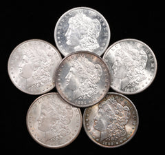Dólares de plata Morgan brillantes sin circular anteriores a 1921-1