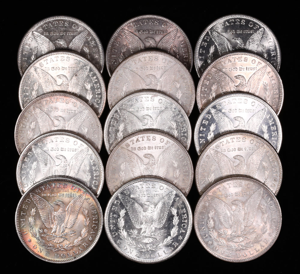 Dólares de plata Morgan brillantes sin circular anteriores a 1921-3
