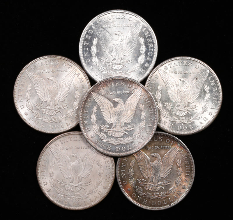 Dólares de plata Morgan brillantes sin circular anteriores a 1921-2