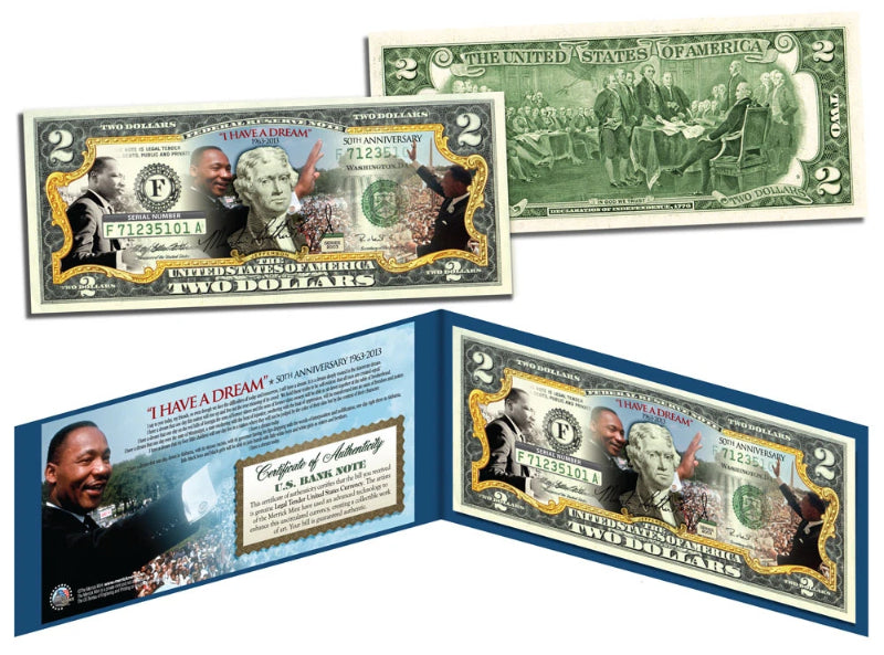 MARTIN LUTHER KING (MLK) * 50th Anniversary * U.S. $2 Bill Genuine Legal Tender